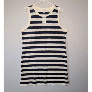 J. Crew Dress Womens M Blue Stripes Cotton Tank Sundress Beach Cover Resort NWT